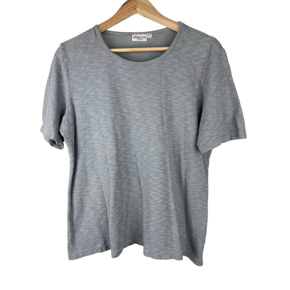 Prairie Cotton Women's Size L Gray‎ Textured Short Sleeve T-Shirt *